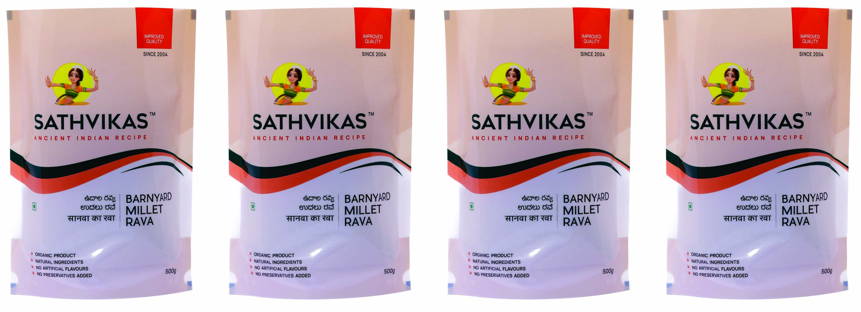 Sathvikas Udarlu / Barnyard Millet Ravva (500 grams) Pack Of 4.